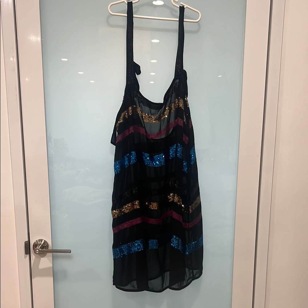 Black Sequin Striped Dress